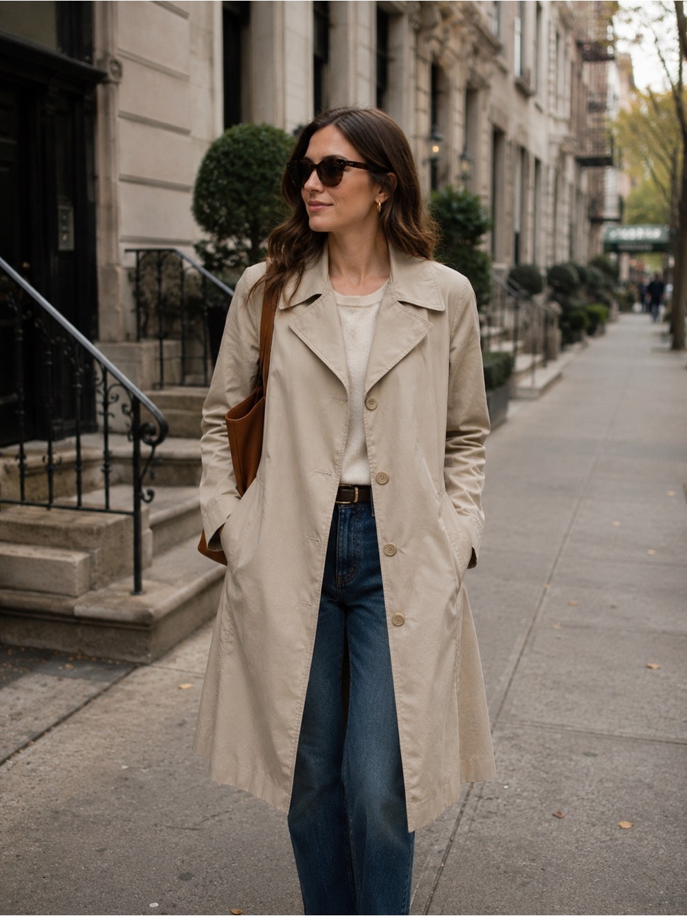 Vintage Windy Weather Beige Trench Coat Belted Size 8 Classic Rain Coat - Picture 1 of 12